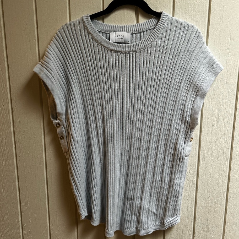 Legoe Heritage Light Blue Knit Ribbed Maternity Top
